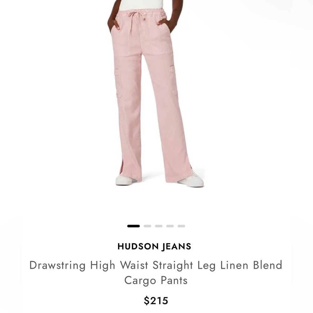 Hudson Jeans Drawstring High Waist Straight Leg Linen Blend Cargo Pants